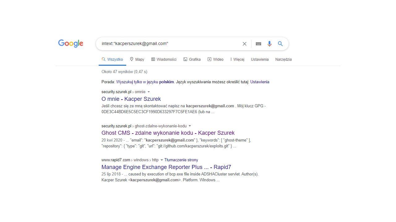 Poszukiwanie adresu email